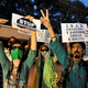 Iranian students protest in support of opposition leader Mir Hossein Mousavi.